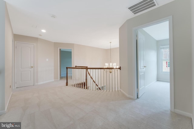 12600 Tolman Rd, Fairfax, VA 22033 - corridor featuring an upstairs landing, a chandelier, carpet floors, baseboards, and recessed lighting