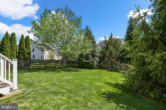 view of yard featuring a fenced backyard