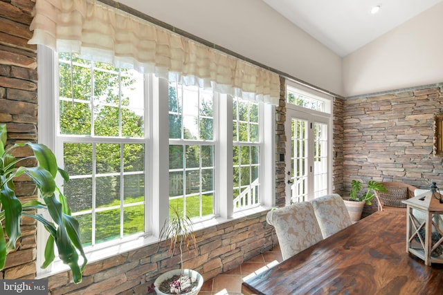 sunroom featuring french doors