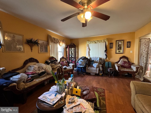 11 Riverview Pl, Willingboro, NJ 08046 - living room with wood finished floors and a ceiling fan