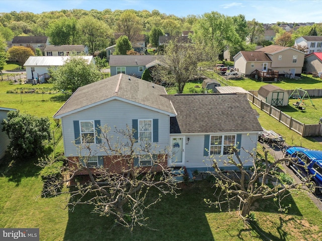 drone / aerial view featuring a residential view