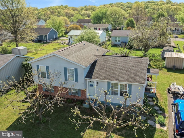 aerial view with a residential view