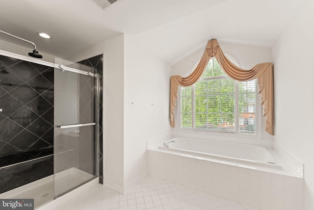 42935 Palliser Ct, Leesburg, VA 20176 - full bath with tile patterned floors, visible vents, a bath, and a stall shower