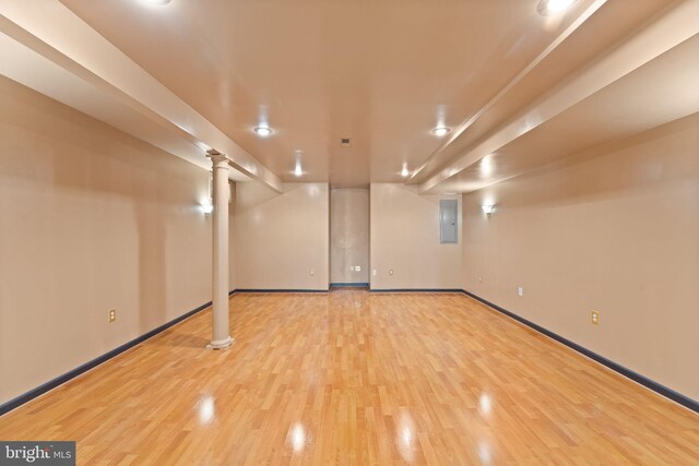 42935 Palliser Ct, Leesburg, VA 20176 - finished below grade area with baseboards, wood finished floors, and electric panel