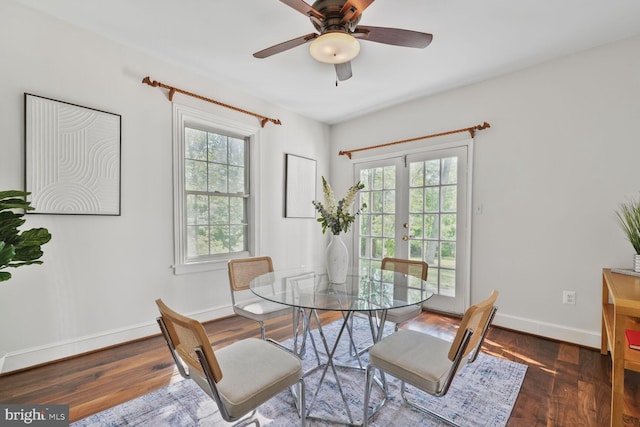 2418 Forest Glen Rd, Silver Spring, MD 20910 - dining room featuring baseboards, ceiling fan, and wood finished floors