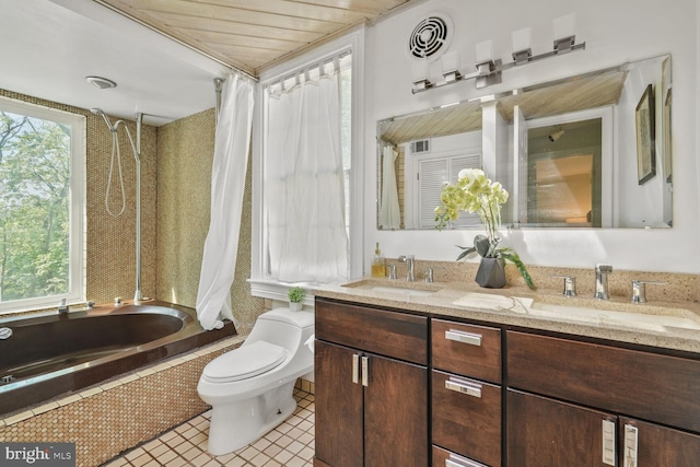 2418 Forest Glen Rd, Silver Spring, MD 20910 - bathroom featuring double vanity, a sink, tile patterned floors, and toilet