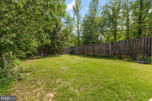 view of yard with a fenced backyard