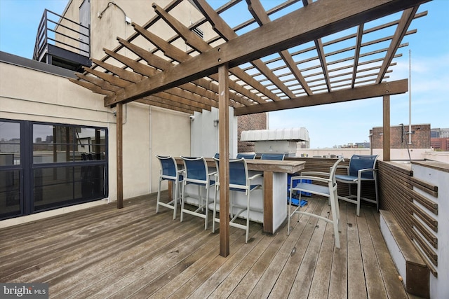 deck featuring a pergola