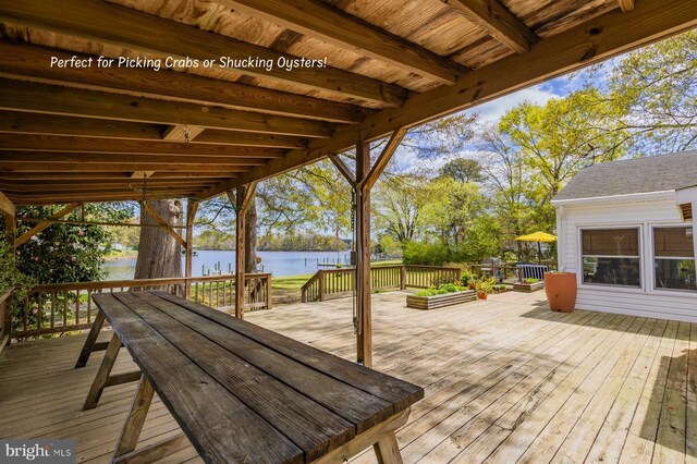 2231 Whays Creek Rd, Reedville, VA 22539 - deck with outdoor dining space and a water view