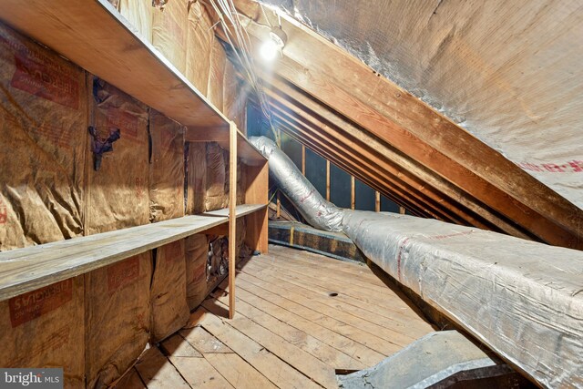 view of unfinished attic