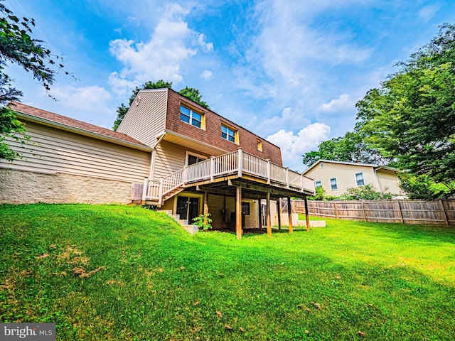 12136 Pawnee Dr, Gaithersburg, MD 20878 - back of house featuring a deck and stone siding