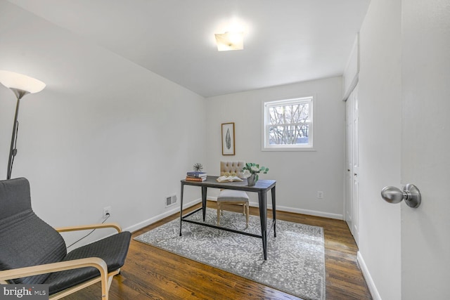 12011 Ashley Dr, Rockville, MD 20852 - office featuring baseboards, visible vents, and wood finished floors