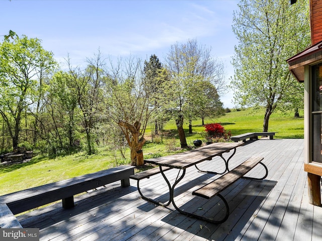 deck with a lawn