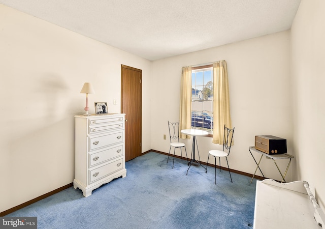 sitting room with baseboards and carpet