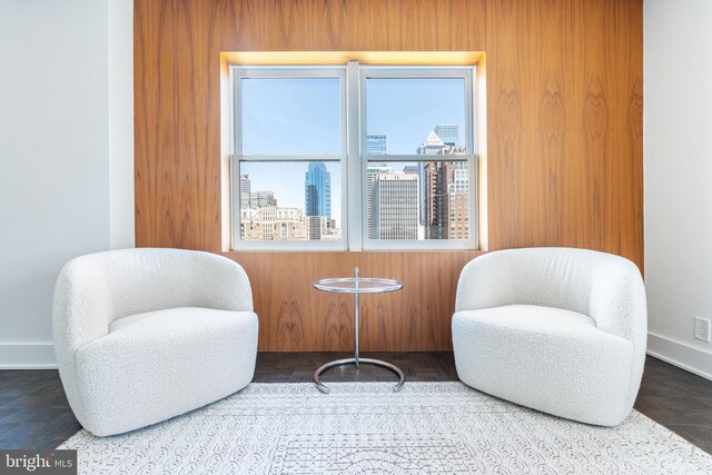 1830 Rittenhouse Sq Unit 17B, Philadelphia, PA 19103 - living area with a view of city and baseboards