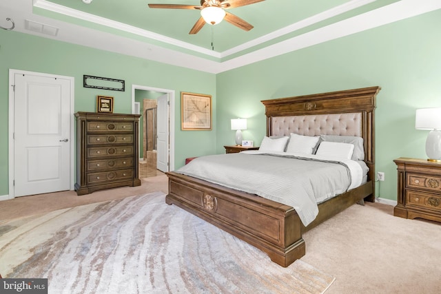3058 Sunny Ridge Dr, Odenton, MD 21113 - bedroom featuring carpet, a tray ceiling, baseboards, and ornamental molding
