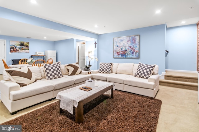 3058 Sunny Ridge Dr, Odenton, MD 21113 - living area featuring recessed lighting and light colored carpet