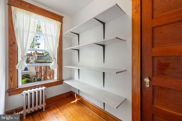storage area featuring radiator