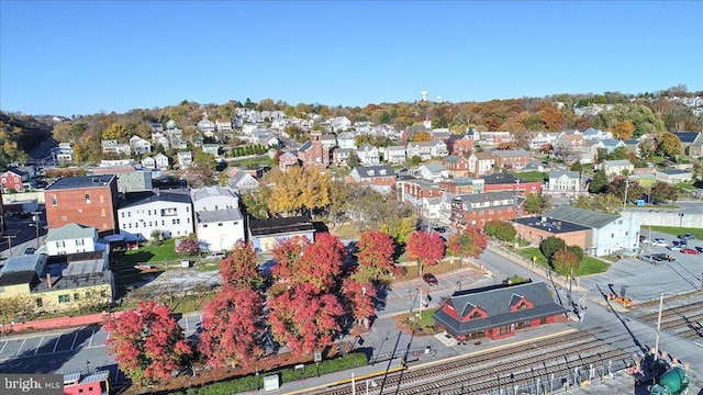 drone / aerial view with a residential view