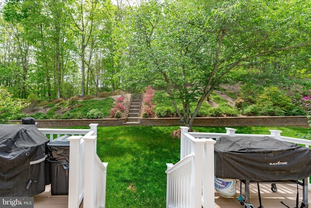 view of yard with a deck