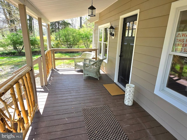 deck with a porch