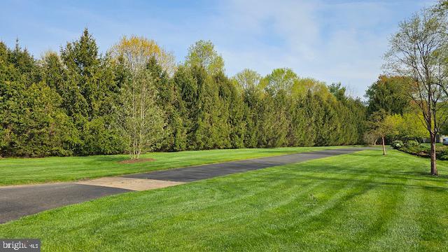 view of property's community with a lawn