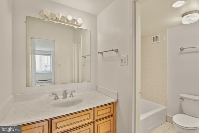 4515 Willard Ave Unit 1710S, Chevy Chase, MD 20815 - full bathroom featuring vanity, tile patterned flooring, toilet, and visible vents