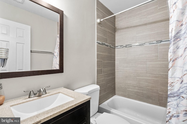10205 Queen Elizabeth Dr, Upper Marlboro, MD 20772 - bathroom featuring shower / tub combo with curtain, toilet, and vanity