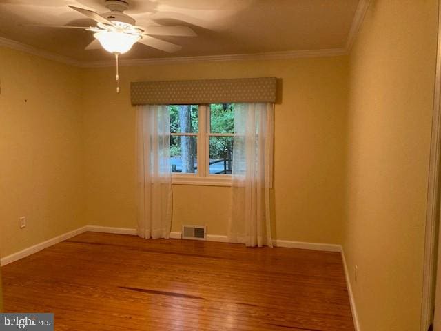 5 Big Look Trl, Medford, NJ 08055 - spare room featuring wood finished floors, ceiling fan, baseboards, and crown molding