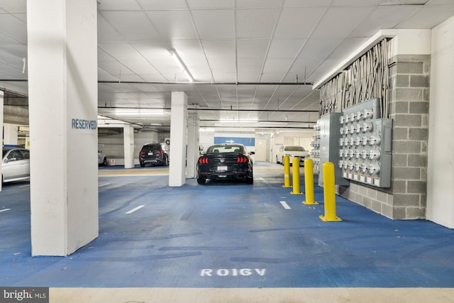 view of parking garage