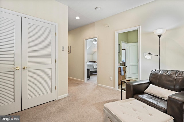 44365 Adare Manor Sq, Ashburn, VA 20147 - living area featuring light carpet, baseboards, and a ceiling fan