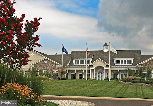 44365 Adare Manor Sq, Ashburn, VA 20147 - view of front of house with stone siding and a front yard