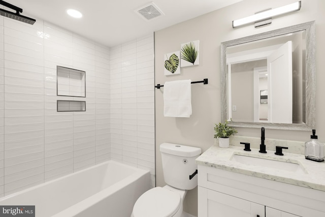 2639 41st St NW Unit 3, Washington, DC 20007 - full bath featuring recessed lighting, toilet, shower / washtub combination, vanity, and visible vents