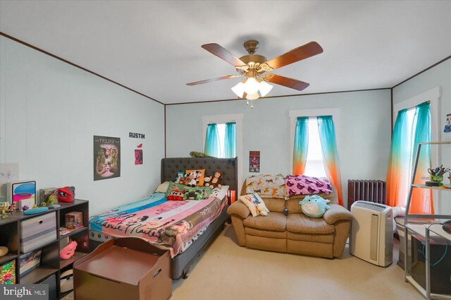 115 Penn St, Millheim, PA 16854 - bedroom with carpet, radiator, and a ceiling fan