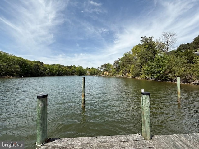 2260 Iberis Rd, Lancaster, VA 22503 - view of dock featuring a wooded view and a water view
