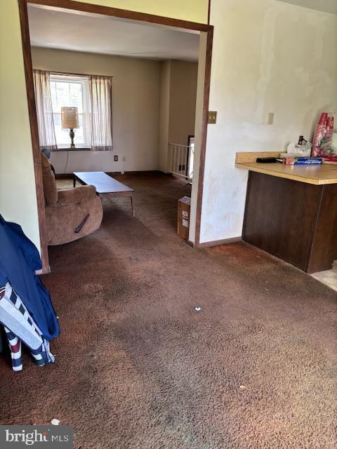 interior space featuring baseboards and carpet flooring