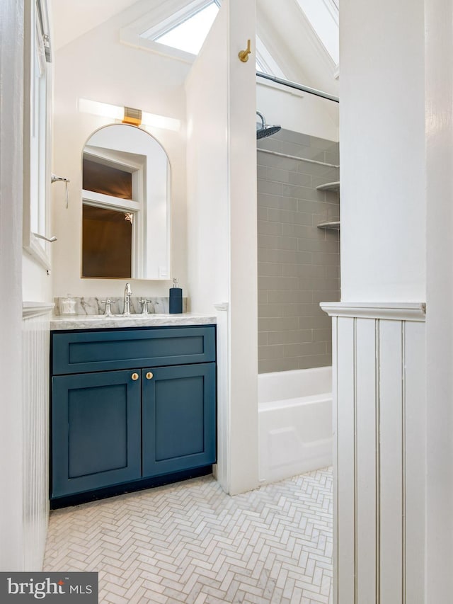 full bathroom featuring vanity and tub / shower combination