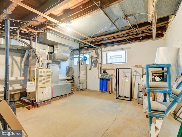 below grade area with gas water heater