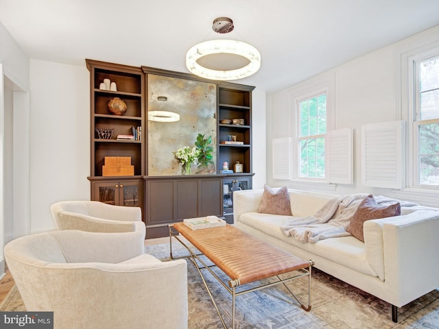 living area with wood finished floors