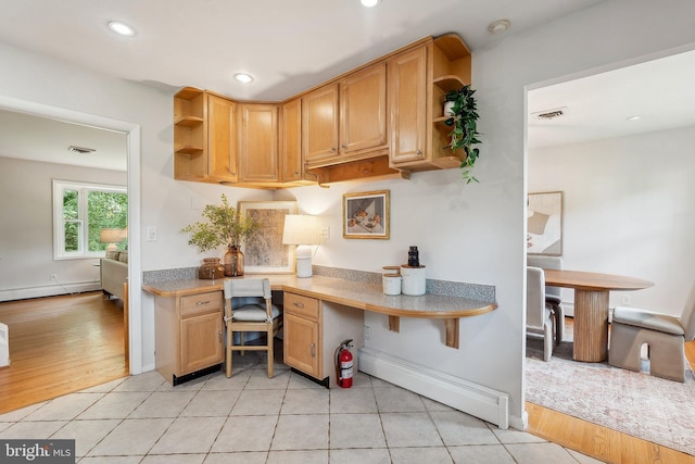 1612 7th Pl, Mclean, VA 22101 - office area featuring built in study area, a baseboard heating unit, recessed lighting, light tile patterned flooring, and baseboards