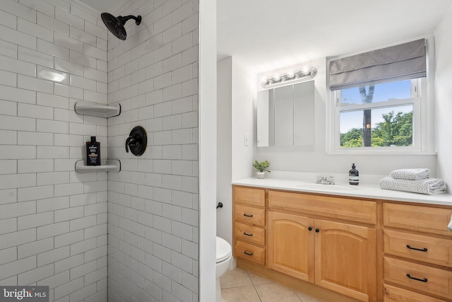 1612 7th Pl, Mclean, VA 22101 - full bath featuring a tile shower, vanity, toilet, and tile patterned floors