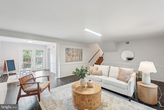 1612 7th Pl, Mclean, VA 22101 - living area with stairs, wood finished floors, and french doors