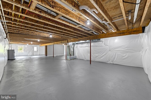 below grade area with heating unit