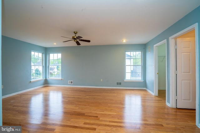 24 Chesapeake Rd, Monmouth Junction, NJ 08852 - unfurnished room with visible vents, recessed lighting, baseboards, light wood-type flooring, and a ceiling fan