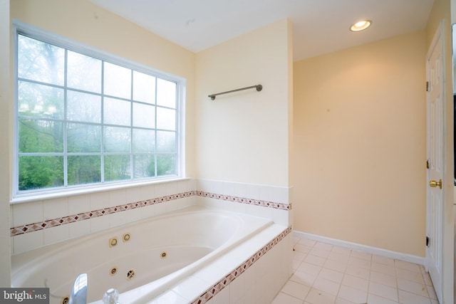 24 Chesapeake Rd, Monmouth Junction, NJ 08852 - full bathroom with recessed lighting, tile patterned flooring, and a whirlpool tub