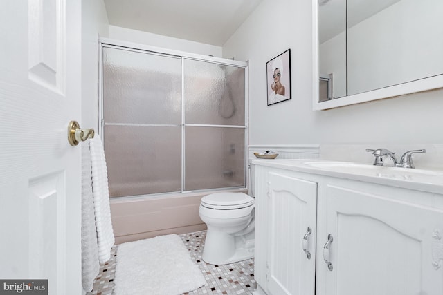 4 Hallbrook Ct, Baltimore, MD 21236 - bathroom featuring toilet, tile patterned flooring, bath / shower combo with glass door, and vanity