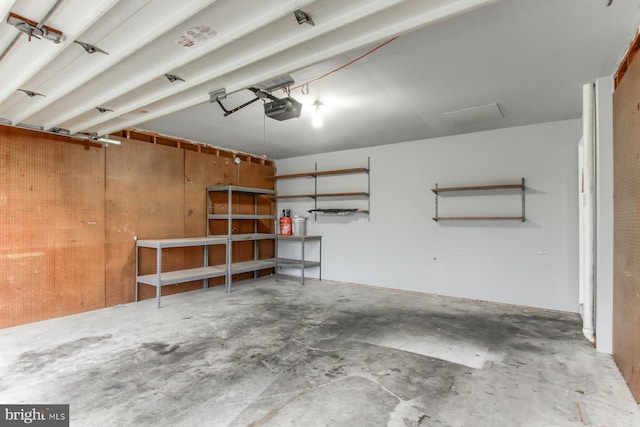 garage with a garage door opener
