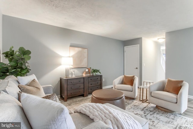 living room featuring baseboards and wood finished floors