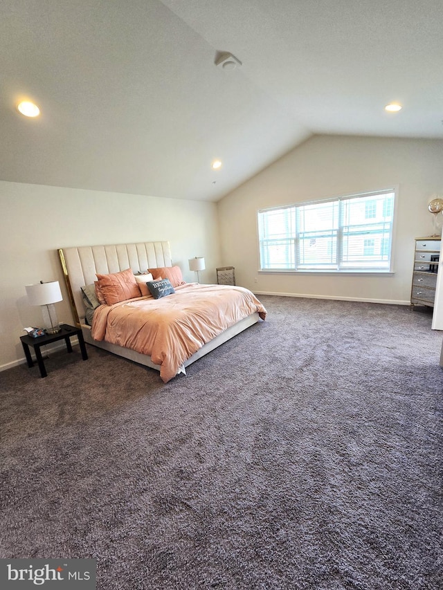 101 Saratoga Ct, North East, MD 21901 - bedroom featuring recessed lighting, carpet flooring, vaulted ceiling, and baseboards