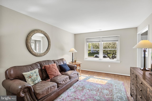 living room featuring baseboards and wood finished floors